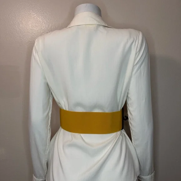 Yellow statement satin flower wide elastic waistband belt - Picture 5 of 9